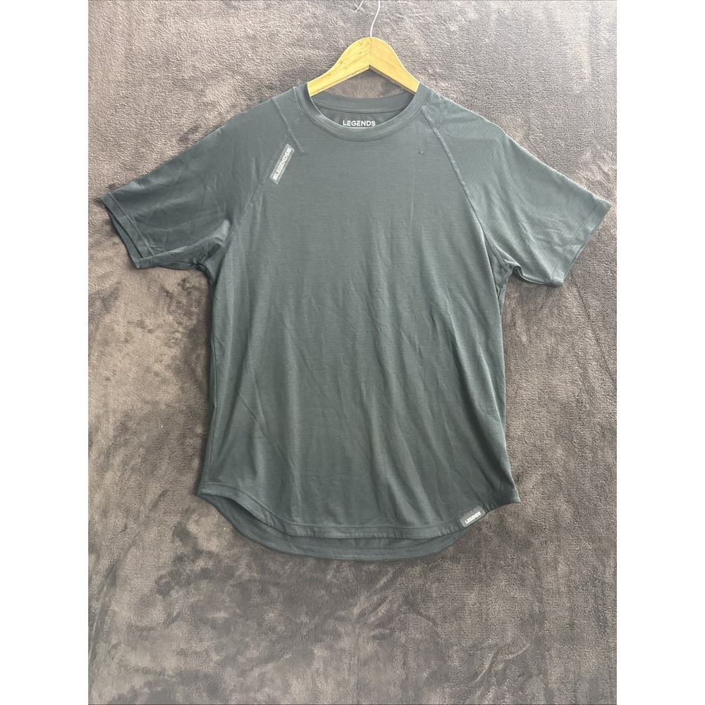 Legends Athletic Training Shirt Mens Medium Black Raglan Curved Hem Gym (1729)